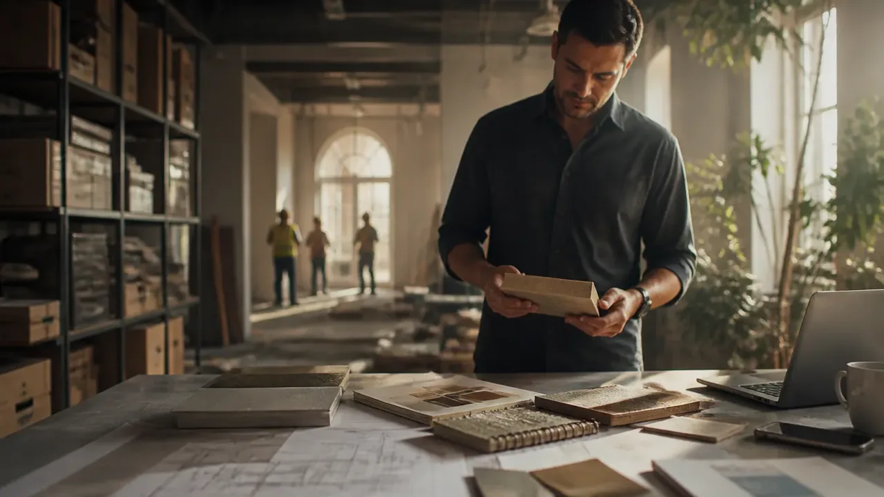 A build-out scene illustrating phase four: procurement, shot through soft foreground focus
