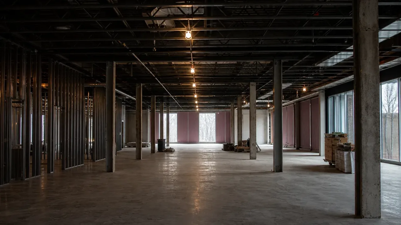 An empty, ready a hospitality build-out, illustrating announce seasons, not dates