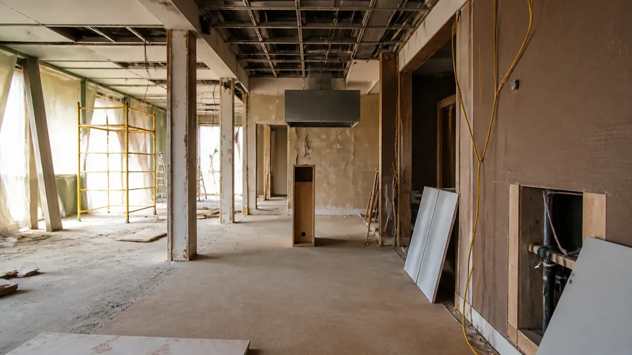 A build-out scene illustrating the failure pattern, shot at table level in warm side light