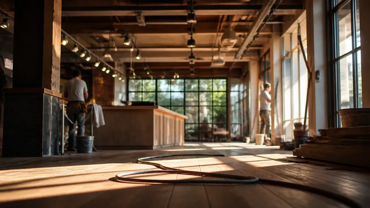 A build-out scene illustrating how the problem unfolds, shot at table level in warm side light
