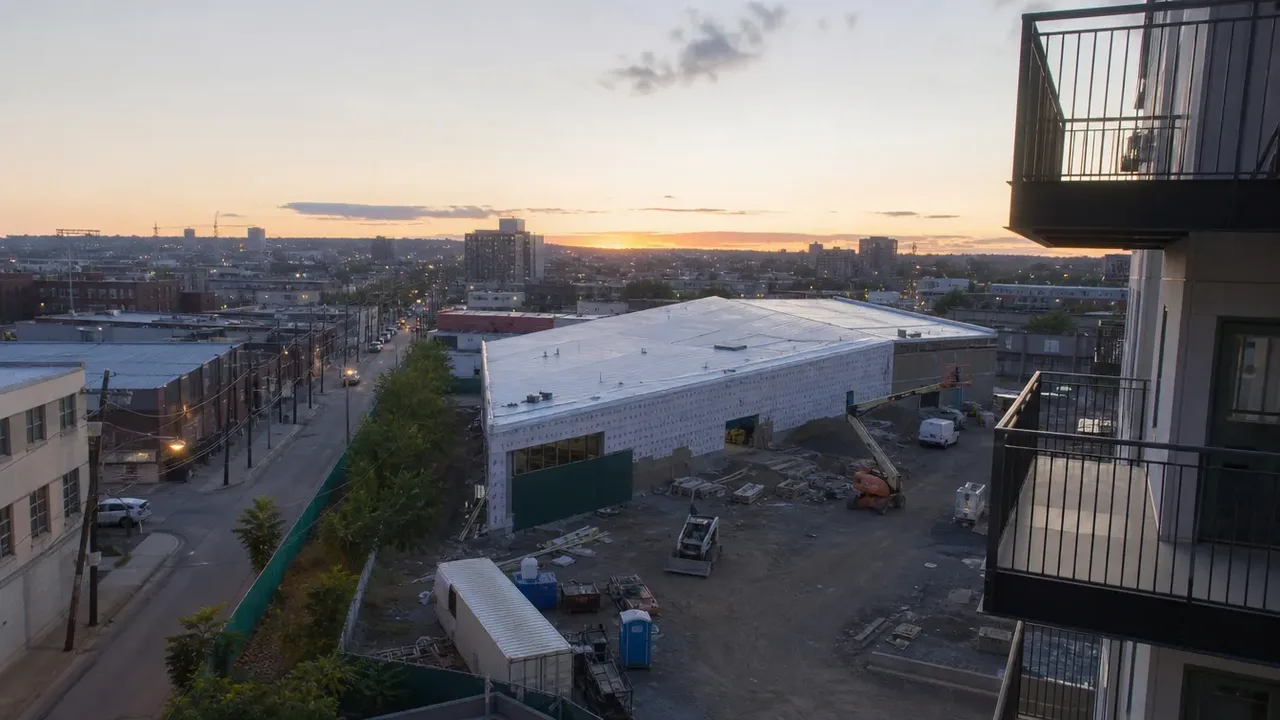 A wide view from above of a hospitality build-out, illustrating flag or independent, what a brand manual does to a build-out