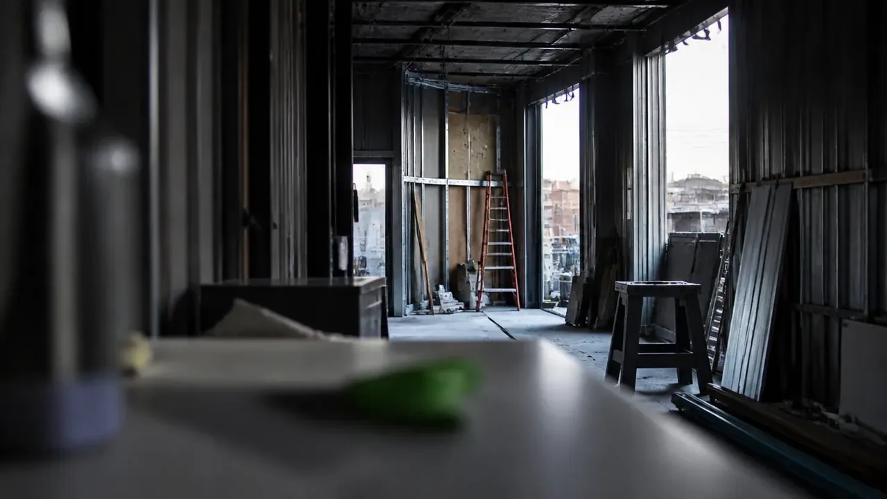 A build-out scene illustrating freight: the part you agreed to in the fine print, shot through soft foreground focus