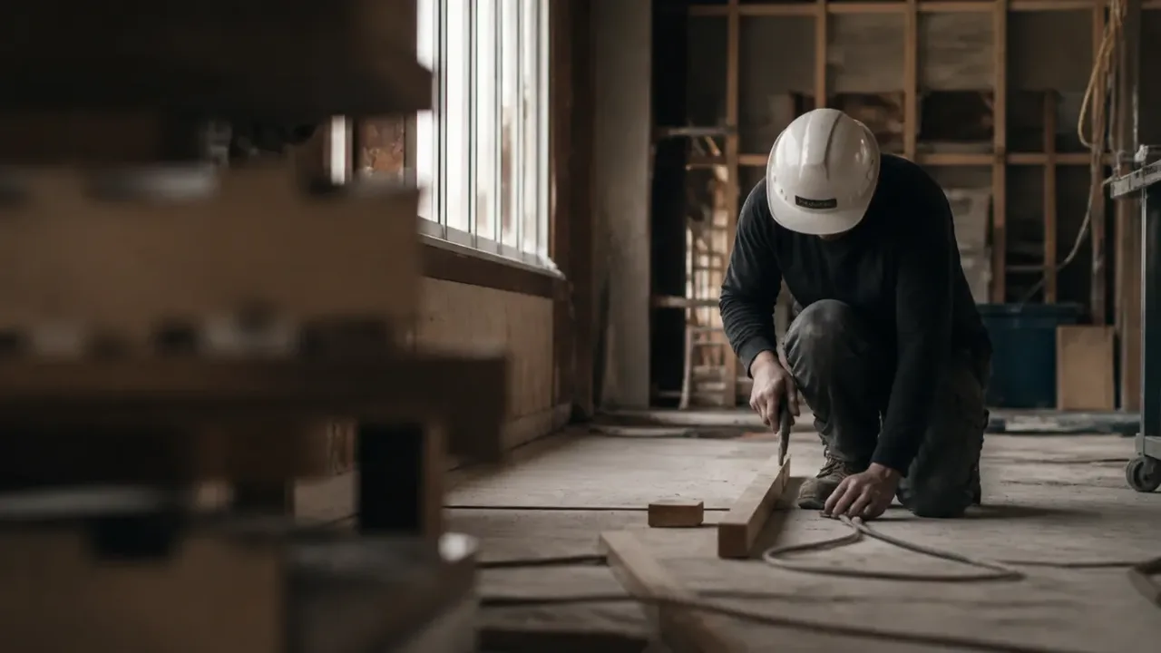 A build-out scene illustrating the operation can never close, shot through soft foreground focus