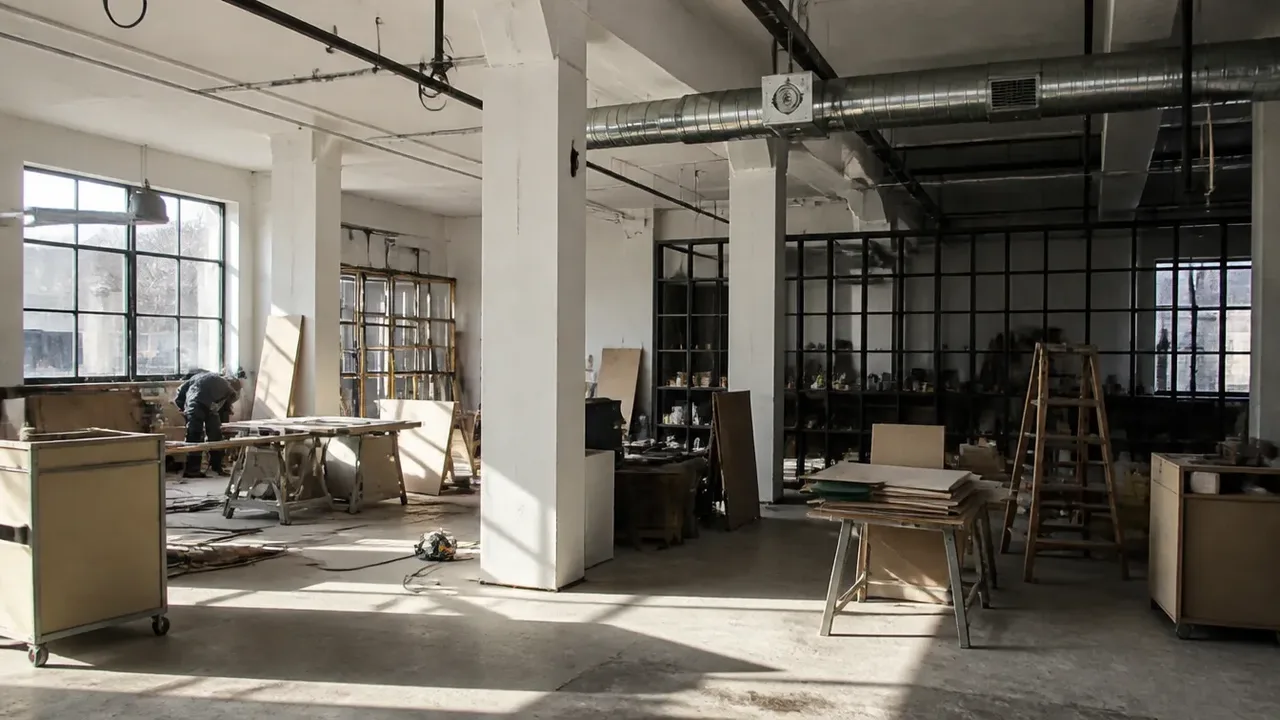 A build-out scene illustrating pattern two: the missing object, in crisp daylight with strong shadows